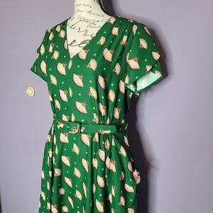 Green Patterned Women's Dress